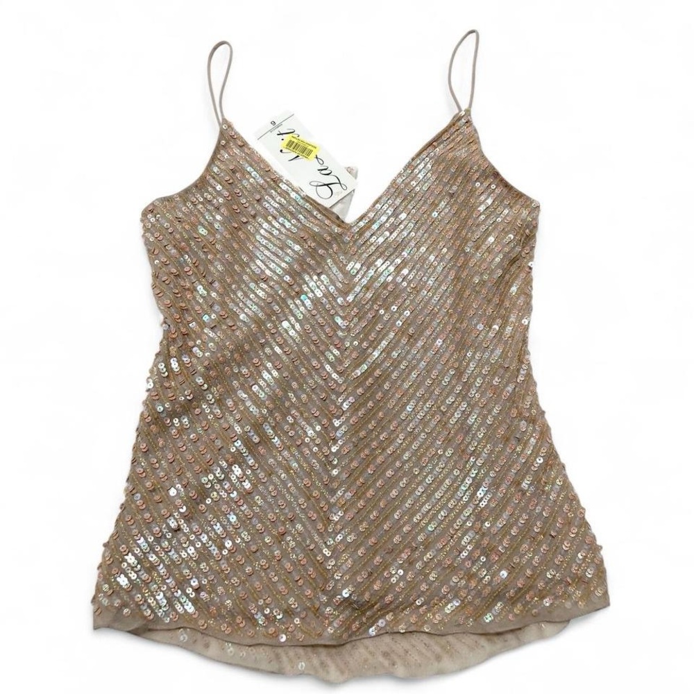 Vintage sequined pure silk going out party dressy cami tank deadstock - Picture 5 of 14